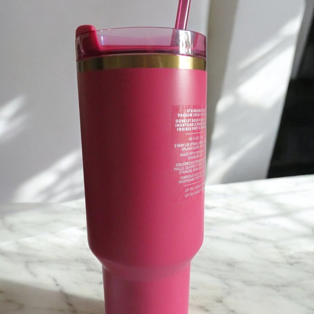 STARBUCKS - STANLEY Tumbler 40 oz Tumbler - Berry Pink Glitter - NWT - Picture 5 of 12